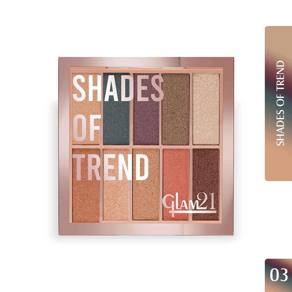 Buy Glam 21 Shades of Trend Eyeshadow Palette | 10 Highly Pigmented Shades |Smudge Free & Long-Lasting| Shimmery Finish| 4gm - Shade -03 - Purplle