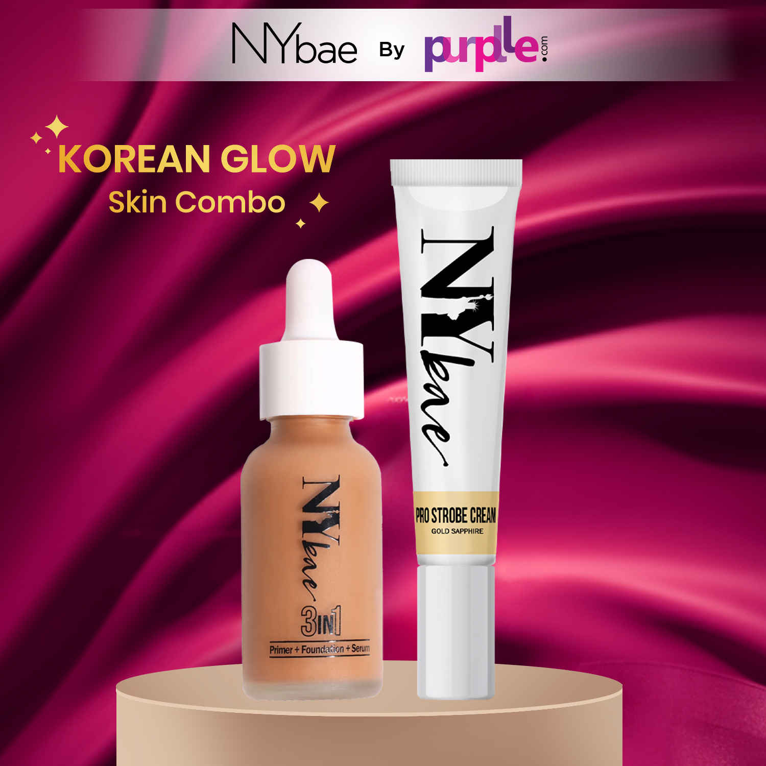 Buy NY Bae Korean Glow Skin Combo | Highlighter | Foundation | Skin Tint | Moisturizer | Glowy Finish | Deep Skin | Everyday Makeup Kit 12 gm - Purplle