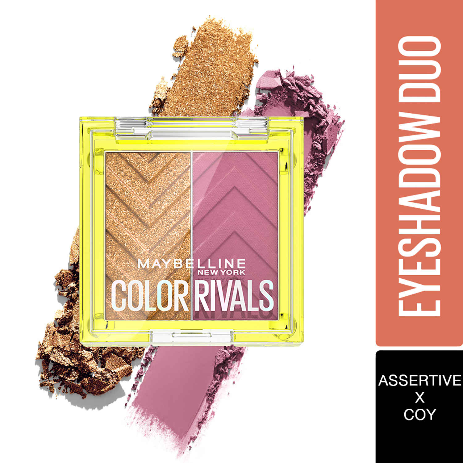 Buy Maybelline New York Color Rivals Pigmented Eyeshadow Palette, Long lasting, Sweatproof, Waterproof, Matte, Shimmer, Assertive x Coy, 3 g - Purplle