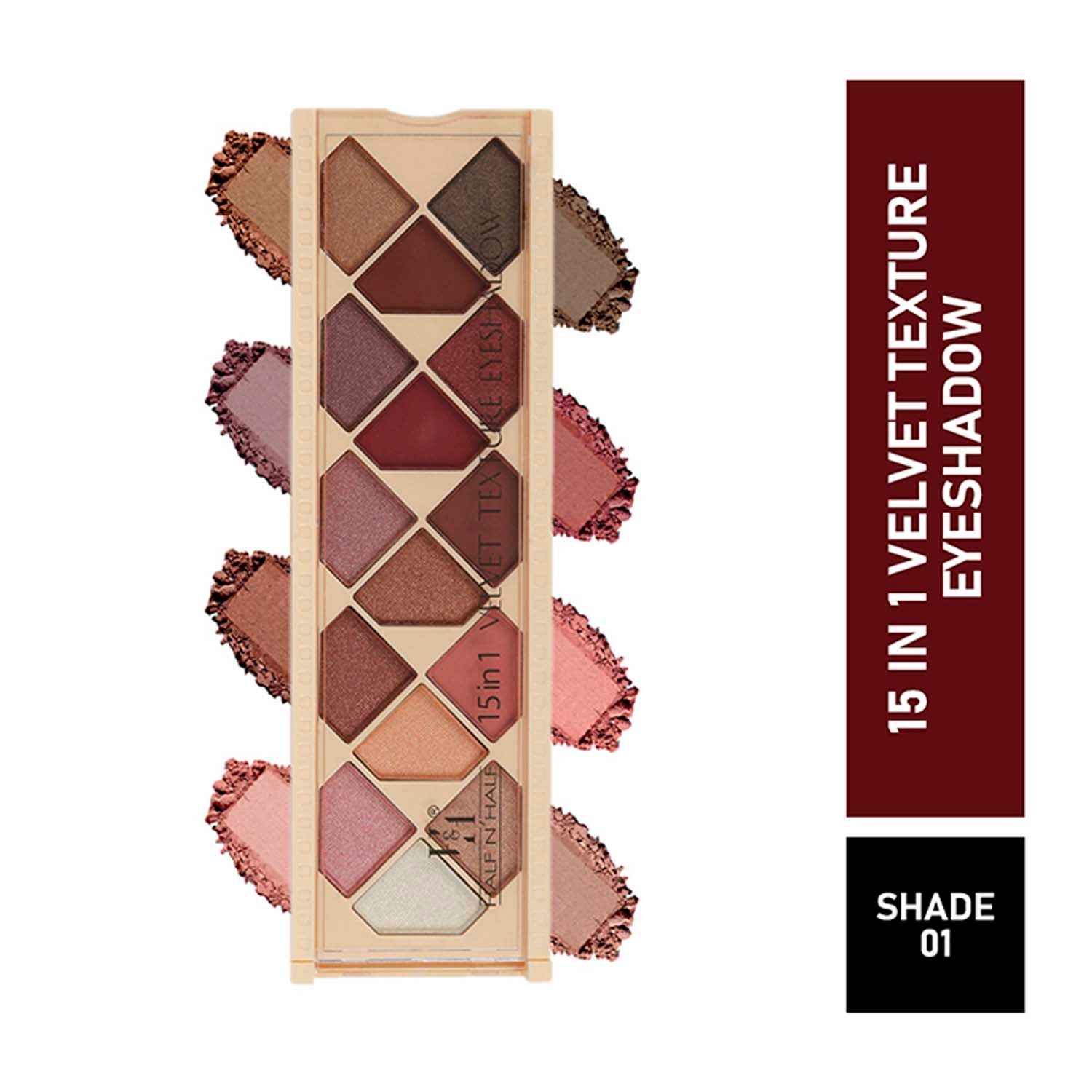 Buy Half N Half 15 in 1 Velvet Texture Eyeshadow Multicolour Palette-01 (12 gm) - Purplle