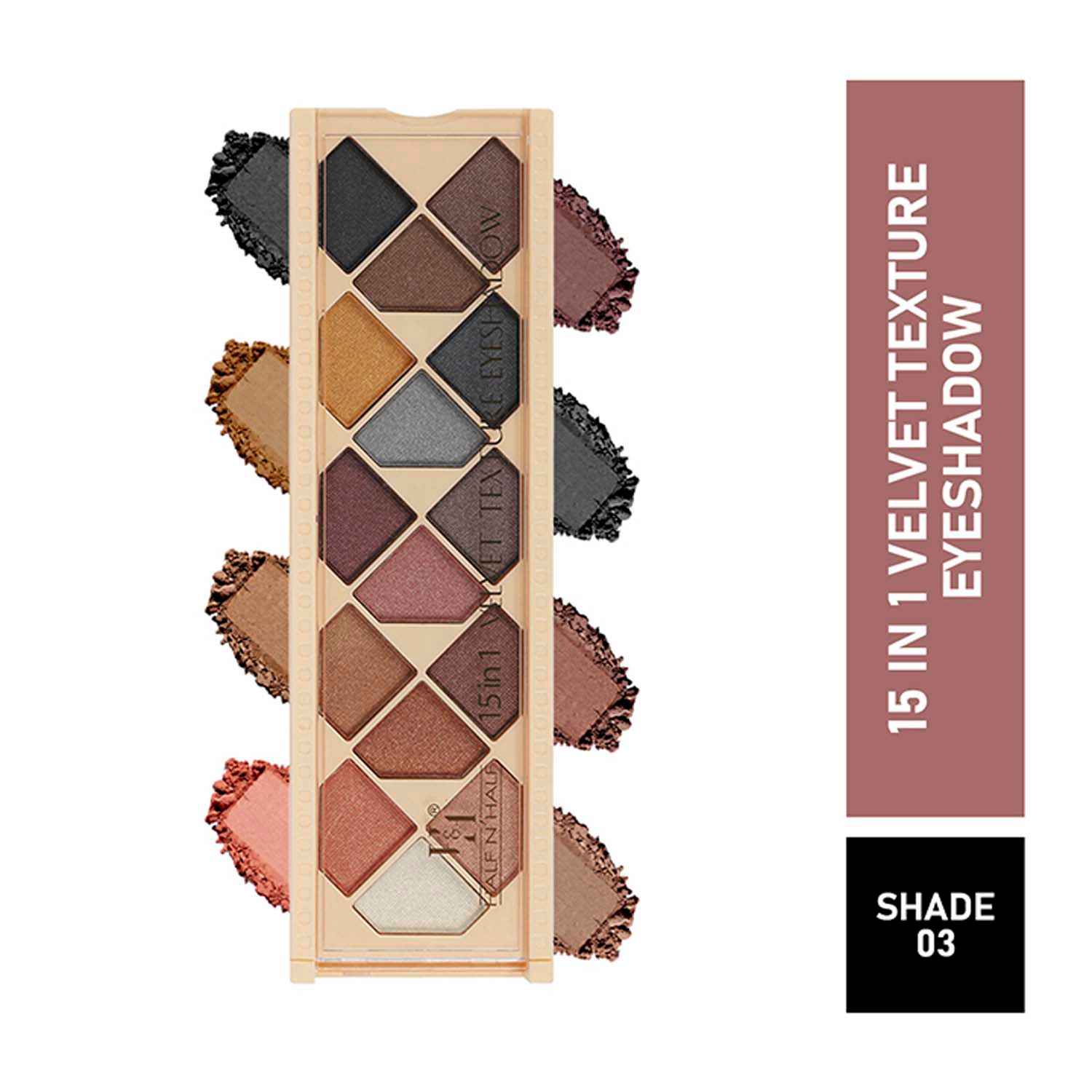 Buy Half N Half 15 in 1 Velvet Texture Eyeshadow, Multicolour Palette-03 (12 gm) - Purplle