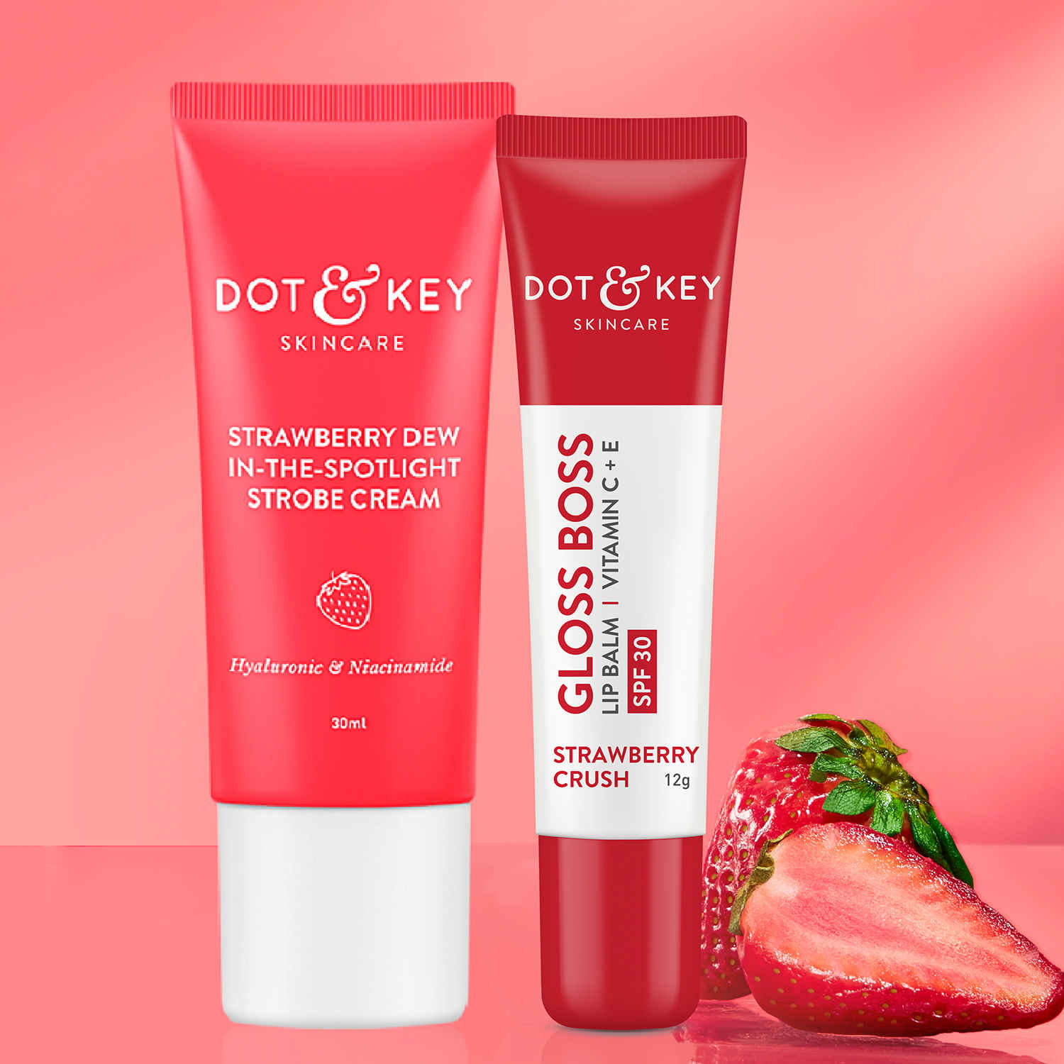 Buy Dot & Key Strawberry Duo - With Strobe Cream & Lip Balm - 42 gms - Purplle