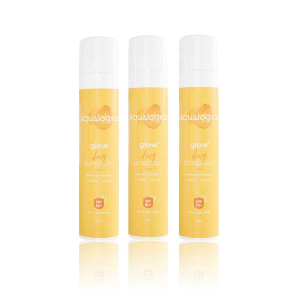Buy Aqualogica Glow+ Dewy Sunscreen 50g - Pack of 3 - Purplle
