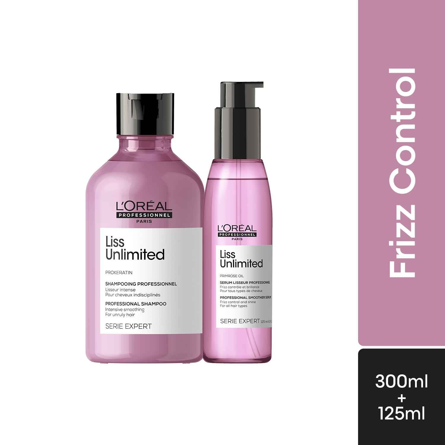 Buy L'Oreal Professionnel Serie Expert Liss Unlimited Shampoo + L'Oreal Professionnel Serie Expert Liss Unlimited Smoother Serum - Purplle