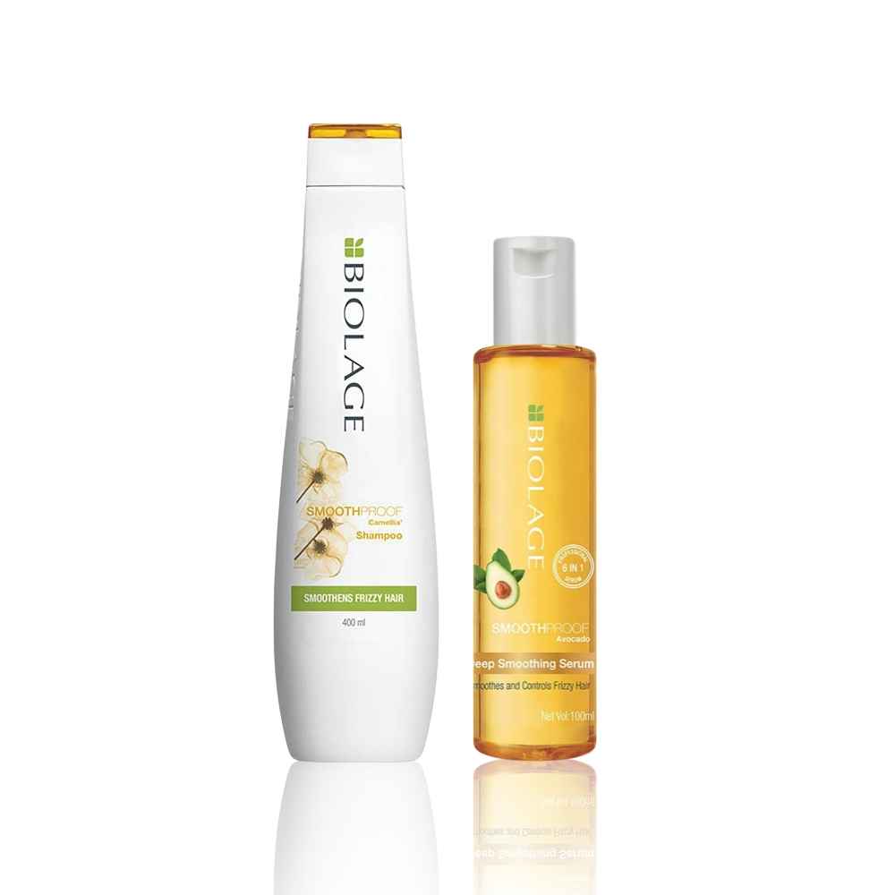 Buy BIOLAGE Smoothproof Shampoo 200 ml + BIOLAGE Smoothproof 6-in1 Deep Smoothening Serum (400 ml+100 ml) - Purplle