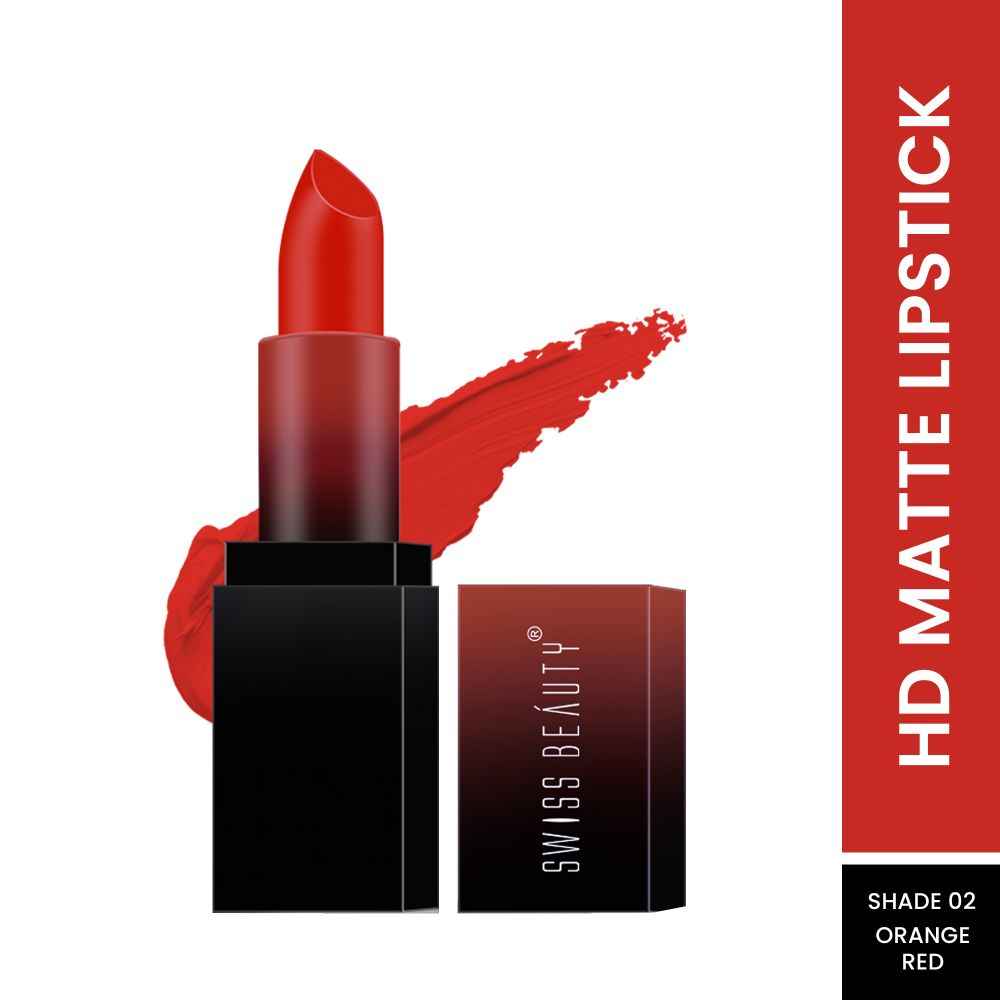 Buy Swiss Beauty HD Matte Lipstick Orange Red 02 (3.5 gm) - Purplle
