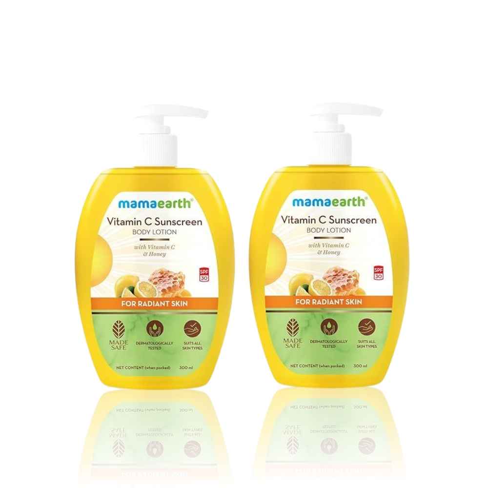 Buy Mamaearth Vitamin C Sunscreen Body Lotion SPF 30 with Vitamin C & Honey for Radiant Skin -300 ml (Pack of 2) - Purplle