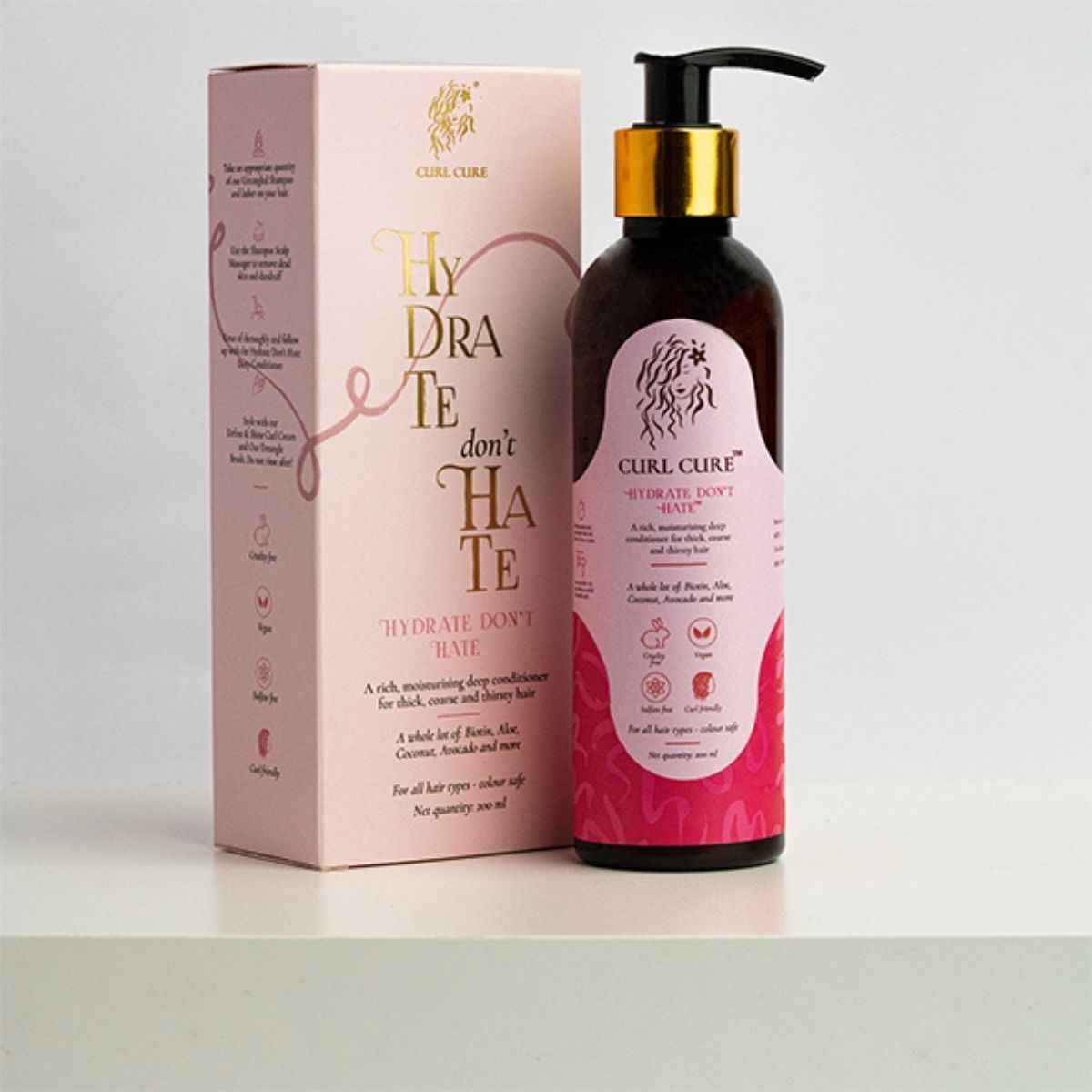 Buy Curl Cure Curl Care Hydrate Don't Hate - Intensive Hydration Conditioner / Hair Mask with Avocado and Aloe Vera | 100% Sulphate/Paraben Free | For all Hair Types -100 ml - Purplle