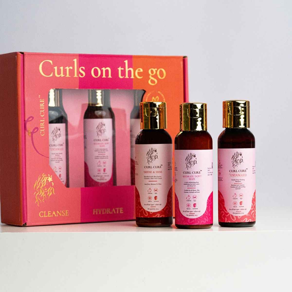 Buy Curl Cure Travel Kit - Shampoo , Deep Conditioner & Curl Cream- 50 gm - Purplle