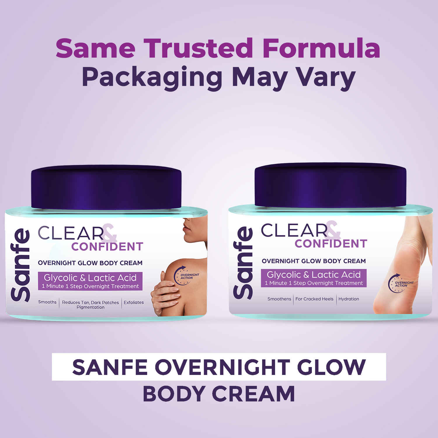 Buy Sanfe Clear & Confident Overnight Glow Body Cream | Exfoliates | Reduces Dark Patches & Pigmentation | Removes Body Tan with Lactic & Glycolic Acid | Smooth Skin |100g - Purplle