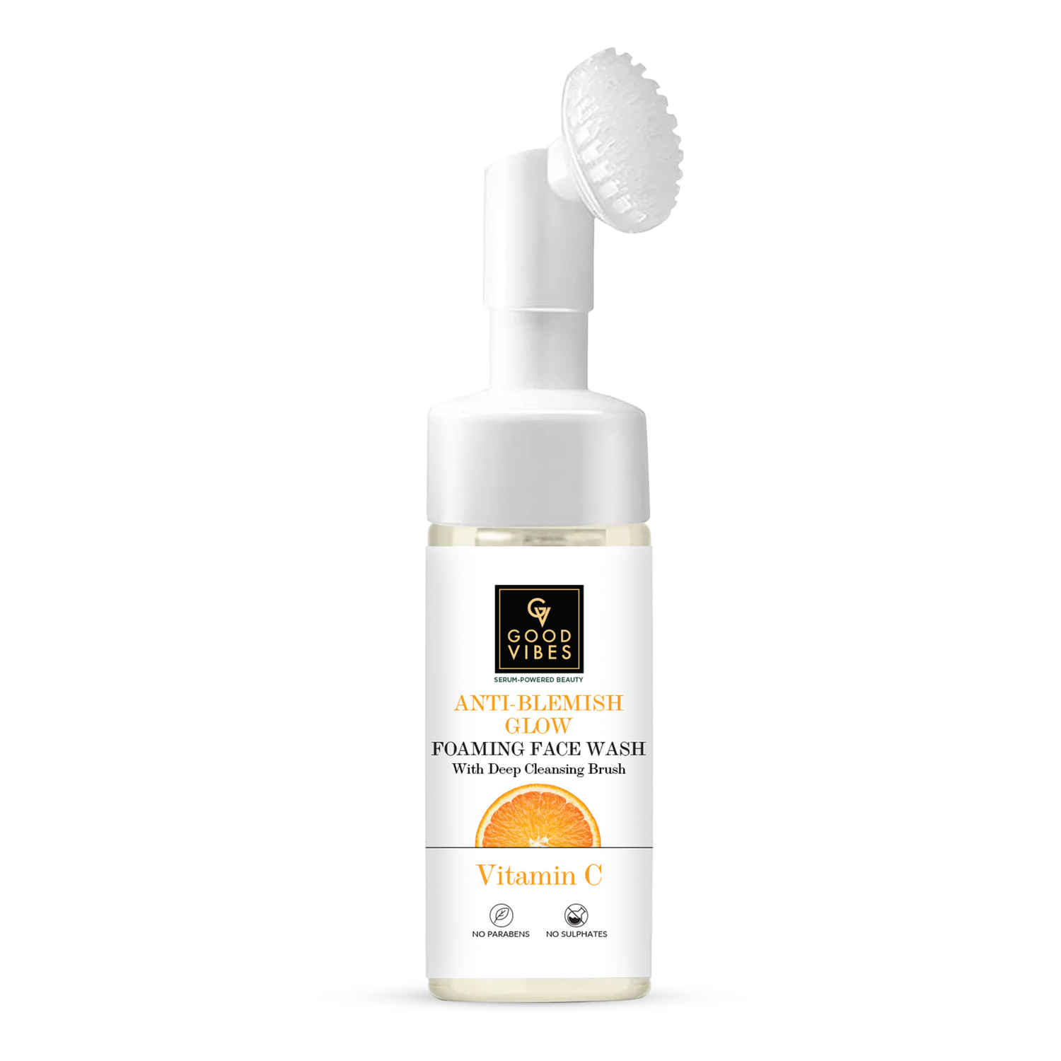 Buy Good Vibes Vitamin C Glow Foaming Face Wash With Deep Cleansing Brush | Brightening, Cleansing | No Parabens, No Sulphates, No Animal Testing (150 ml) - Purplle