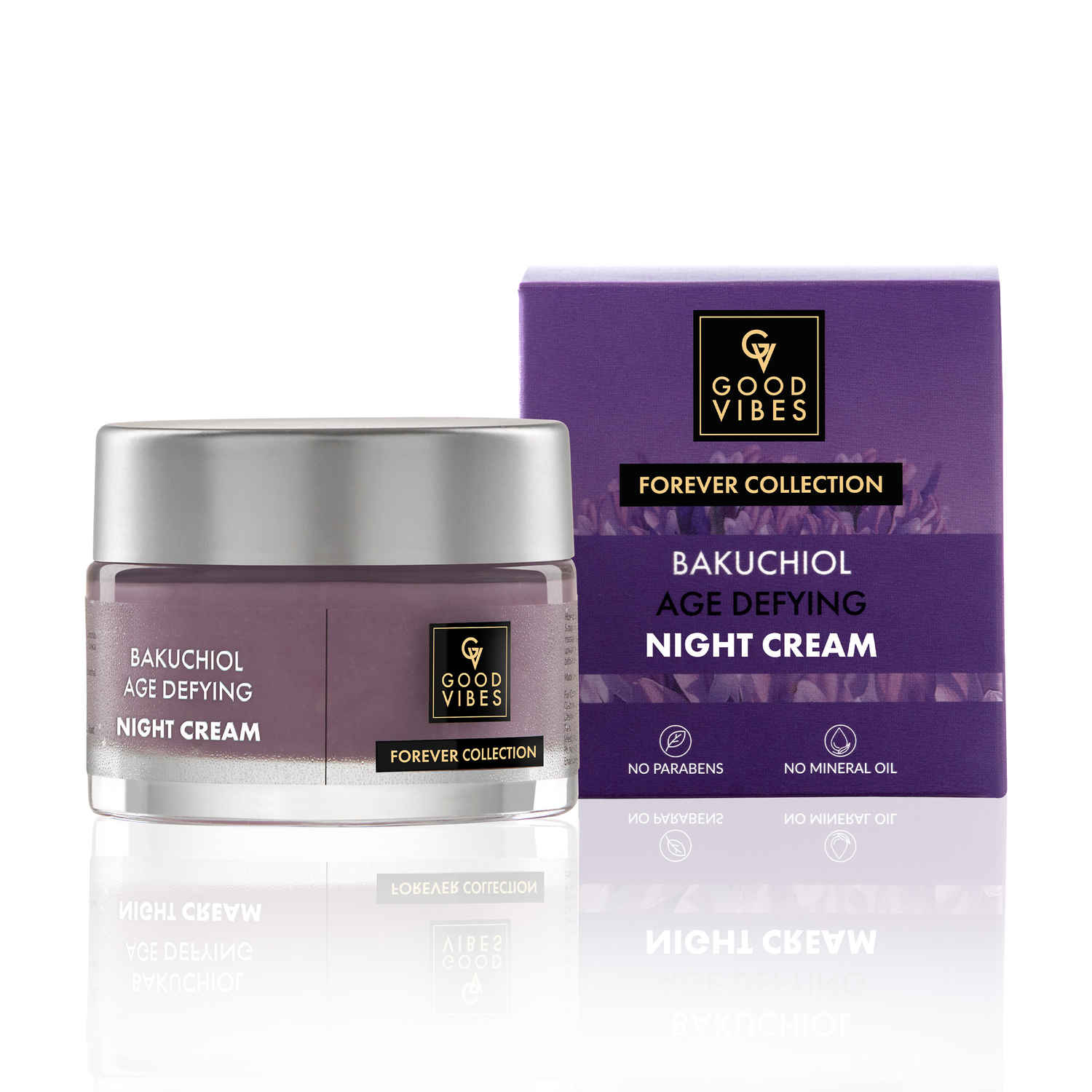Buy Good Vibes Bakuchiol Age Defying Night Cream | Forever Collection | Natural Retinol, Anti- ageing | No Parabens, No Mineral Oils, No Sulphates, No Animal Testing, No Silicone, Vegan (45 g) - Purplle