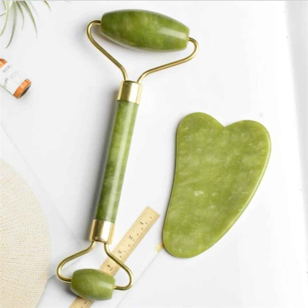 Buy Trendzie Skin Care Professional Facial Massage Jade Roller with Guasha for Face & Neck Massage Tool (Assorted Color) Combo of 2 - Purplle