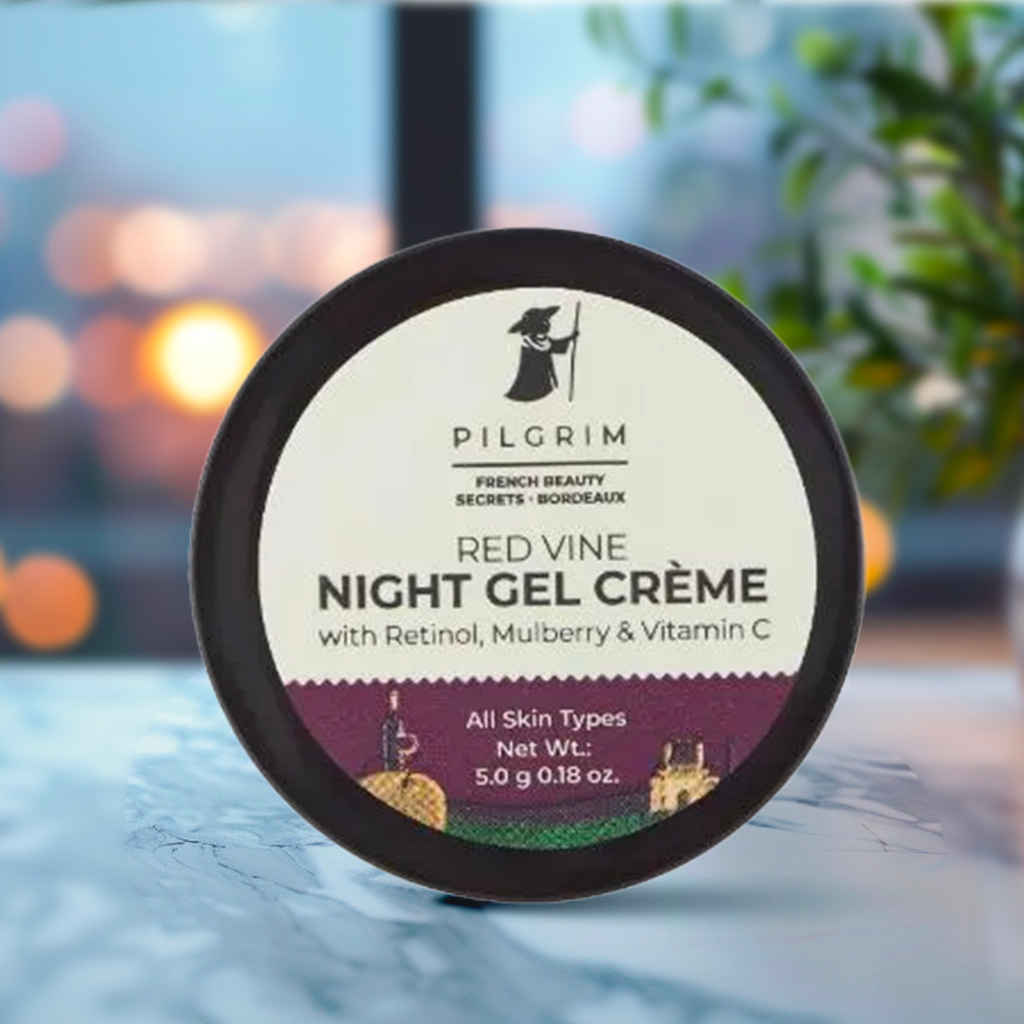 Buy Pilgrim Mini Red Vine Anti-Ageing Night Gel Creme with Retinol, Mulbberry and Vitamin C for Glowing Skin, Skin Repair | Men & Women | For All Skin Types | (5 gm) - Purplle
