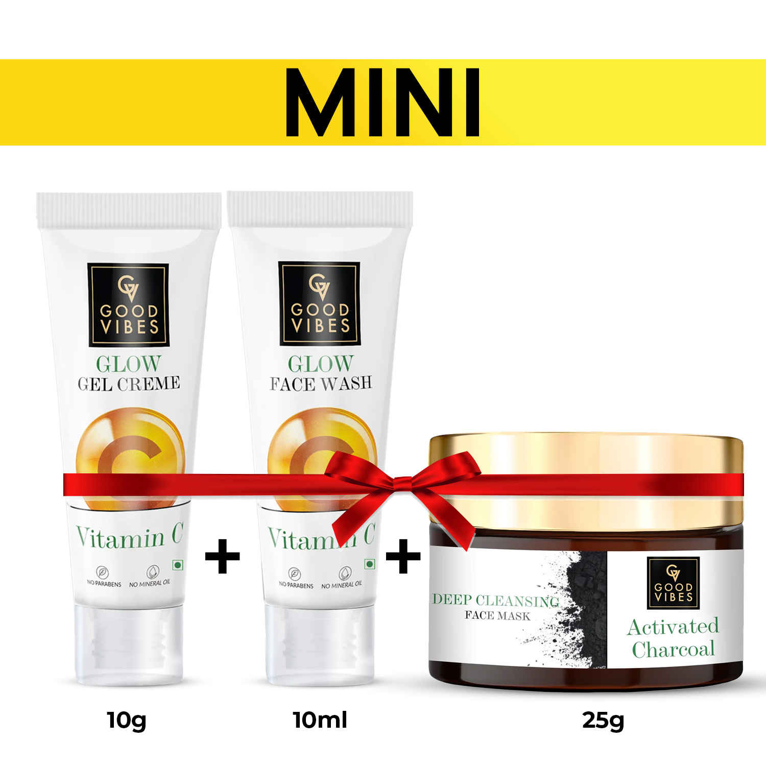Buy Good Vibes Vitamin C Glow Face Wash + Gel Creme + Activated Charcoal Face Mask Combo of 3 - Purplle
