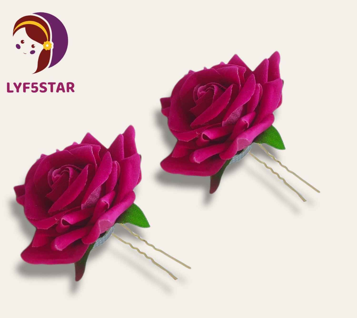 Buy LYF5STAR Handmade Dark Pink Rose Floral Bride Juda Pin For Women - Pack of 2 - Purplle