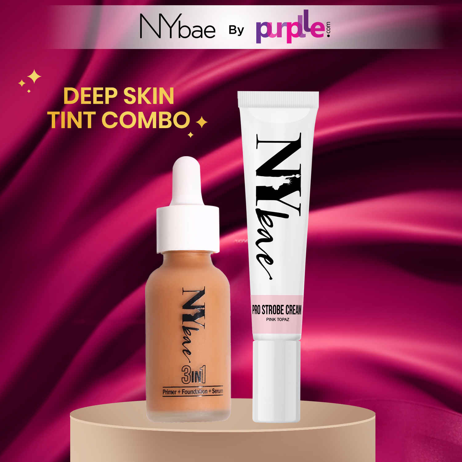 Buy NY Bae Strobe Skin Tint Combo - Deep Skin | Strobe Pink Topaz | Warm Honey Foundation | Skin Tint | Glowy Korean Skin | Fair Skin Tone | Everyday Makeup Kit,42 gm - Purplle