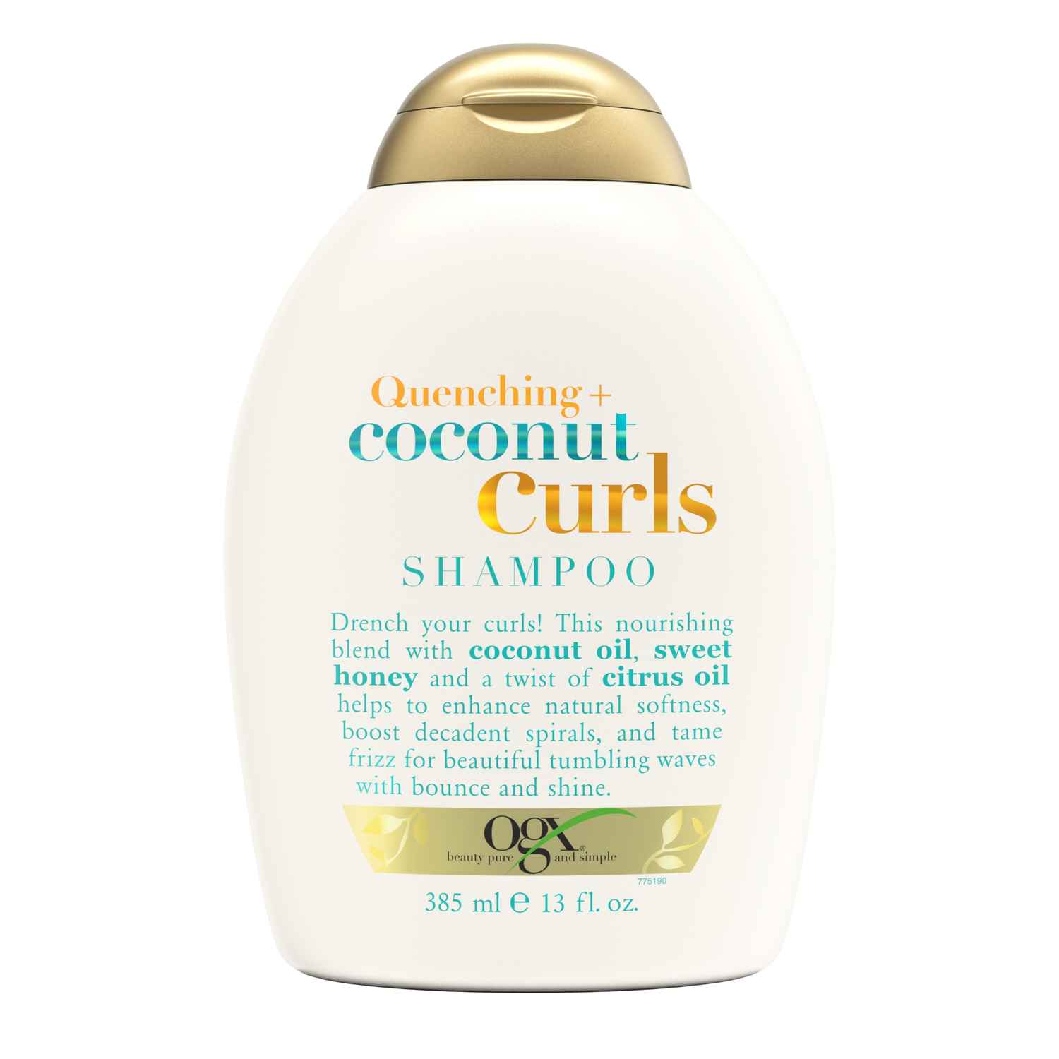 Buy OGX Quenching + Coconut Curls Curl-Defining Shampoo, Hydrating & Nourishing Curly Hair Shampoo with Coconut Oil, Citrus Oil & Honey, Paraben-Free, Sulfate-Free Surfactants, 385ml - Purplle