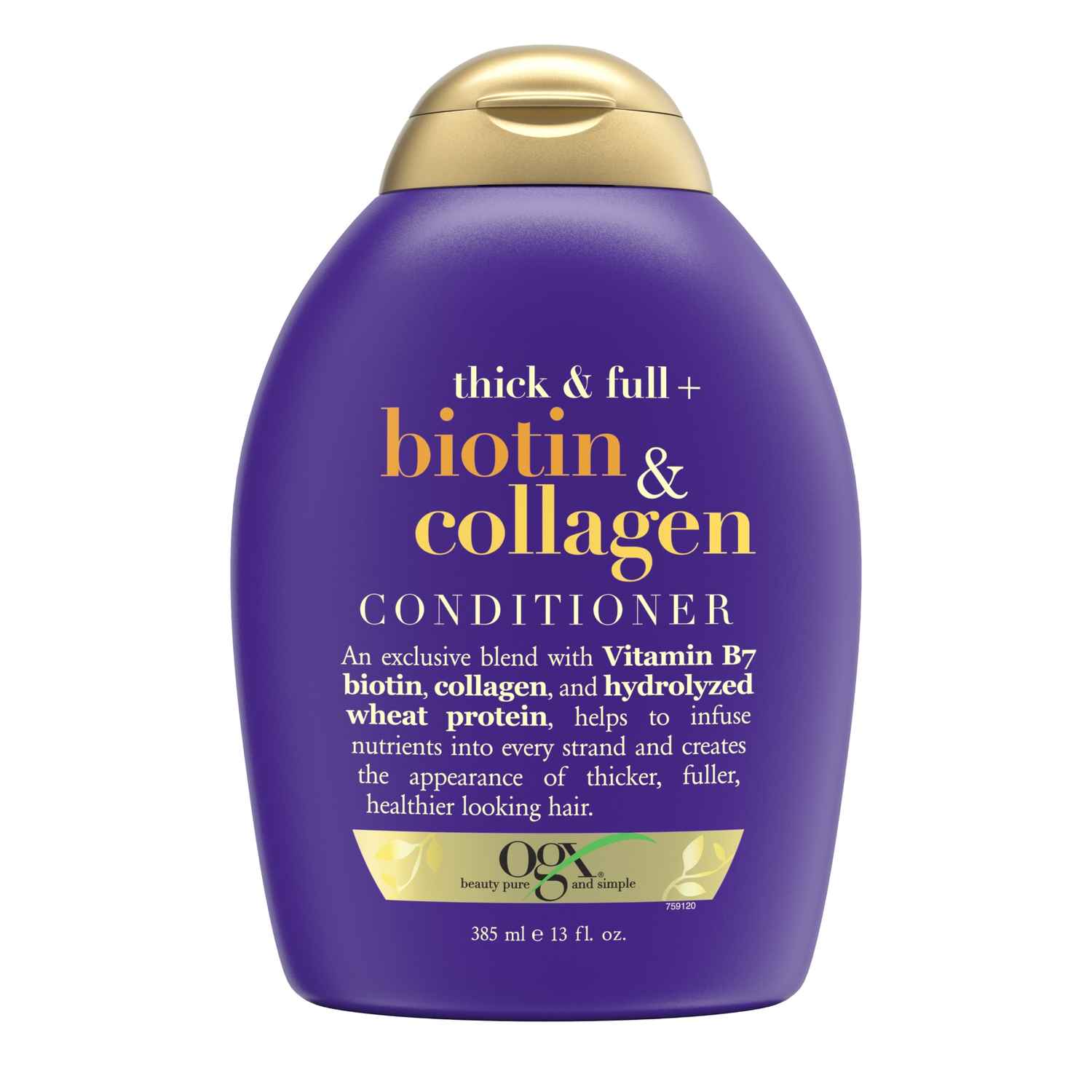 Buy OGX Thick & Full + Biotin & Collagen Volumizing Conditioner for Thin Hair, with Vitamin B7 & Hydrolyzed Wheat Protein, Paraben-Free, Sulfate-Free Surfactants, 385 ml - Purplle