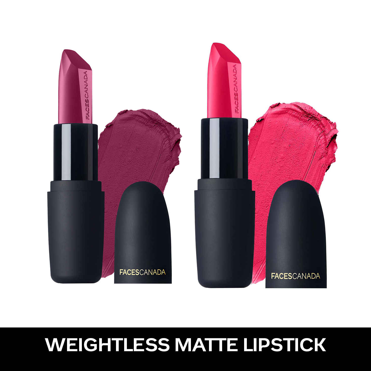 Buy FACES CANADA Festive Glam - Weightless Matte Lipstick Pack of 2 - Hot Plum + Fuschia Wave (4.5gx2) | Highly Pigmented Lip Color | Smooth One Stroke Glide | Moisturizes & Hydrates Lips - Purplle
