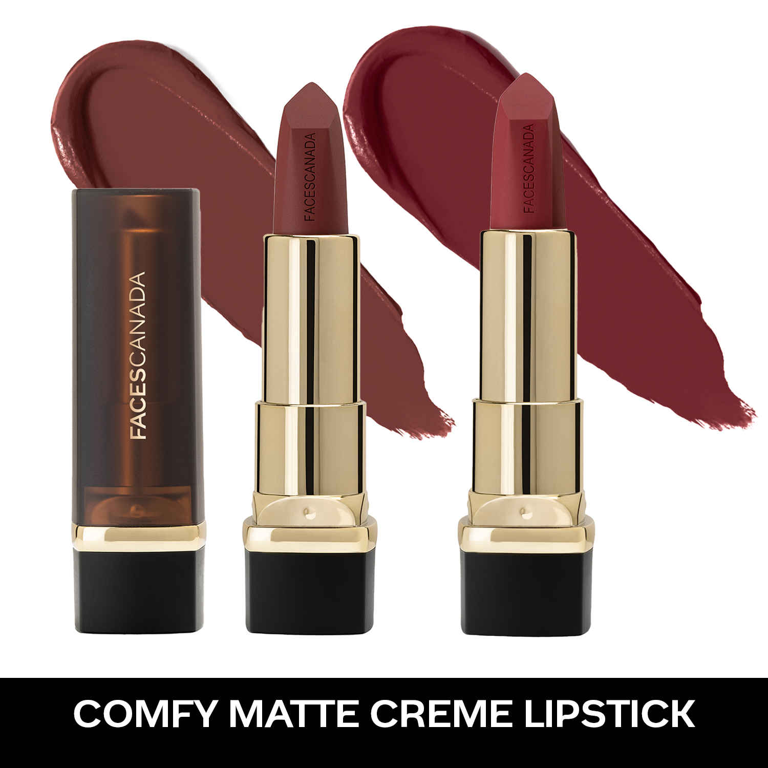 Buy FACES CANADA Festive Hues - Comfy Matte Creme Lipstick Pack of 2 - Raise The Roof & Not A Quitter (4.2gx2) | 8HR Long Stay | Creamy Matte Finish | Intense Color | Single Stroke Smooth Application - Purplle