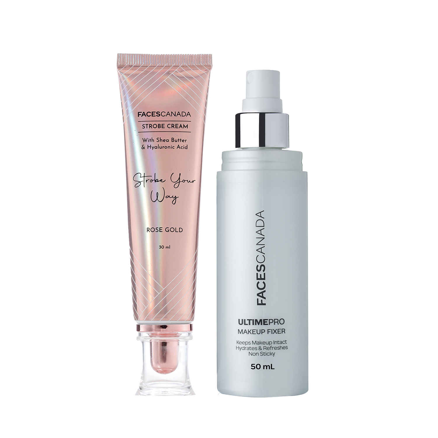 Buy FACESCANADA Glow & Go Combo Kit - Rose Gold Strobe Cream (30Ml) & Makeup Fixer (50Ml) | All Day Natural Glow | Hydrating Makeup Fixer | Illuminating & Glowing Makeup Kit | Combo of 2 - Purplle