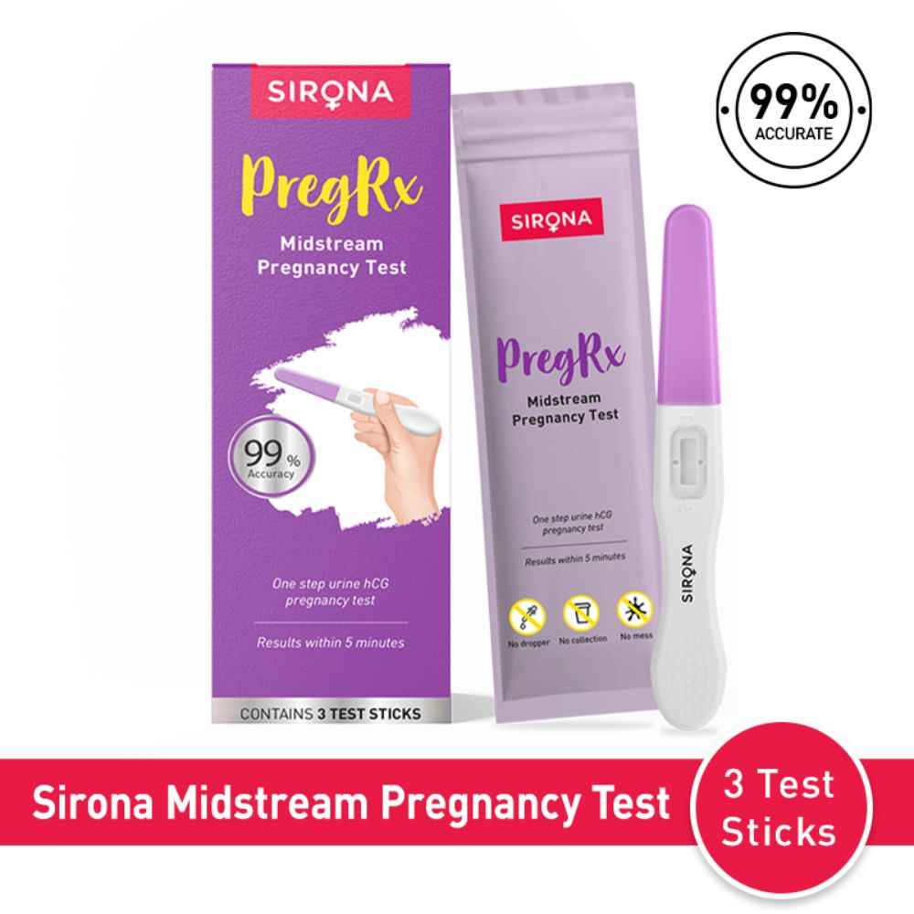 Buy Sirona Pregrx Midstream Pregnancy test kit, Easy to Use Midstream Urine Test Kit, Accurate Result in Just 5 Minutes - 1 Pc - Purplle