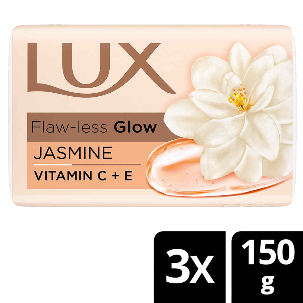 Buy Lux Flaw-less Glow Bathing Soap infused with Vitamin C & E | For Superior Glow | 150g x 3 - Purplle
