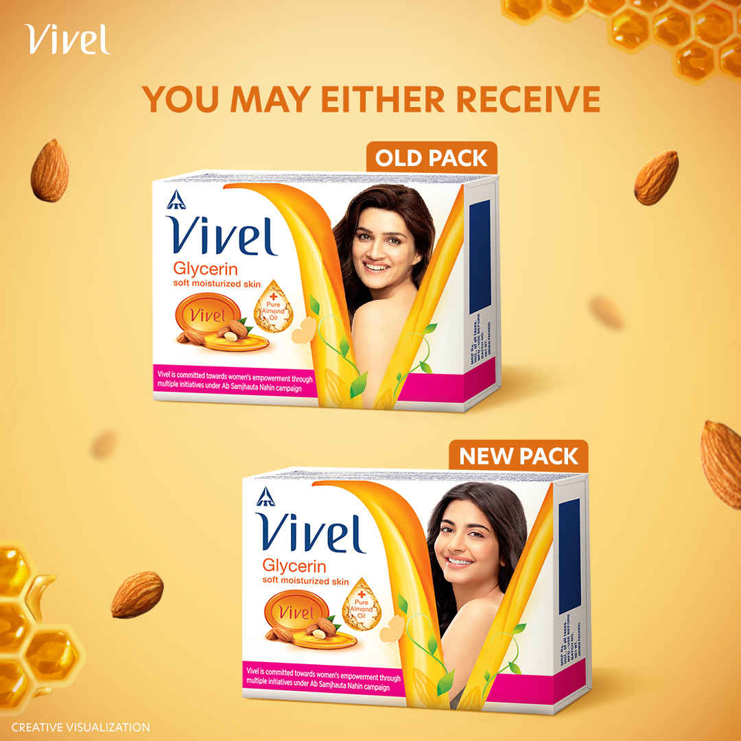 Buy Vivel Glycerin Bathing Bar Soap for Soft Moisturized Skin with Pure Almond Oil, Combo Pack 100g (Pack of 4) - Purplle