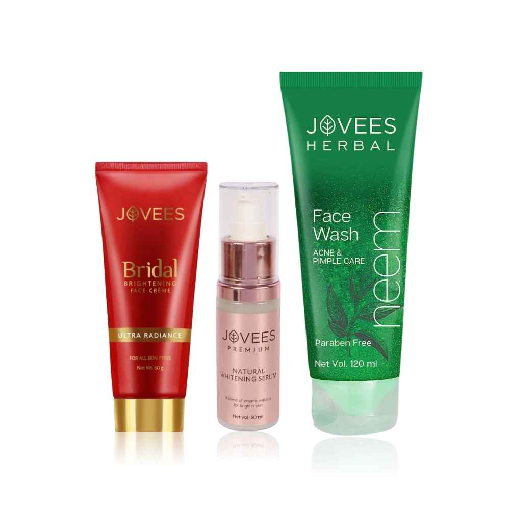 Buy Jovees Herbal Bridal Combo | Neem Face Wash 120 ML | Bridal brightening face creme 60 gm | Jovees Premium Whitening Serum 50 ml - Purplle