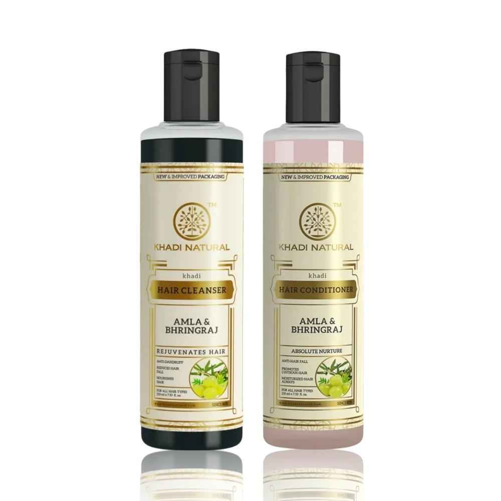 Buy Khadi Natural Anti-Hair Fall Cleanser & Conditioner Combo (A mla & Bhringraj Cleanser 210 ml | A mla & Bhringraj Conditioner 210 ml) - Purplle