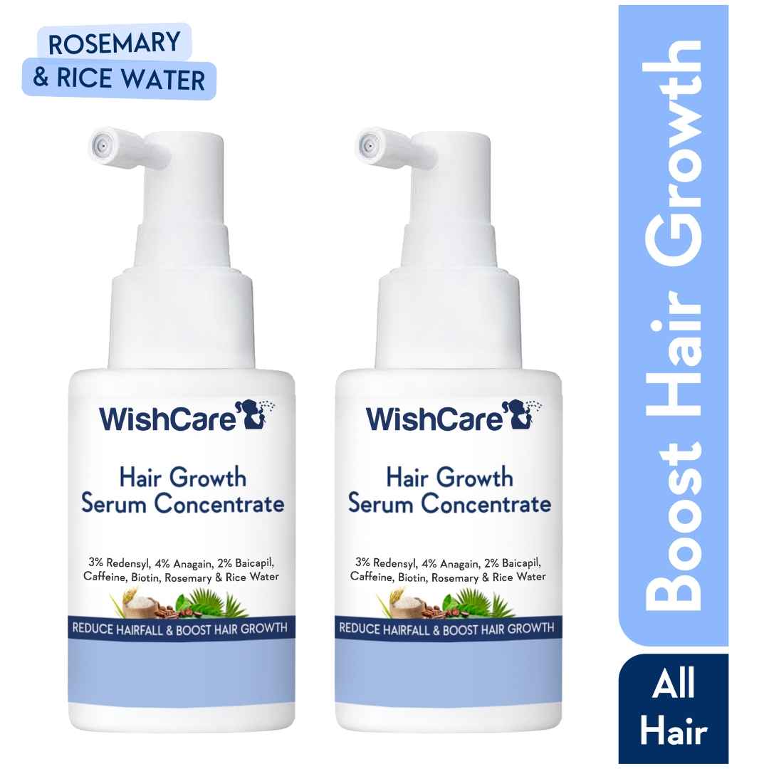 Buy WishCare Hair Growth Serum Concentrate -3%Resdensyl, 4%Anagain, 2%Baicapil, Rosemary, Caffeine, Biotin,Plant Keratin & Rice Water - Pack of 2 - Purplle