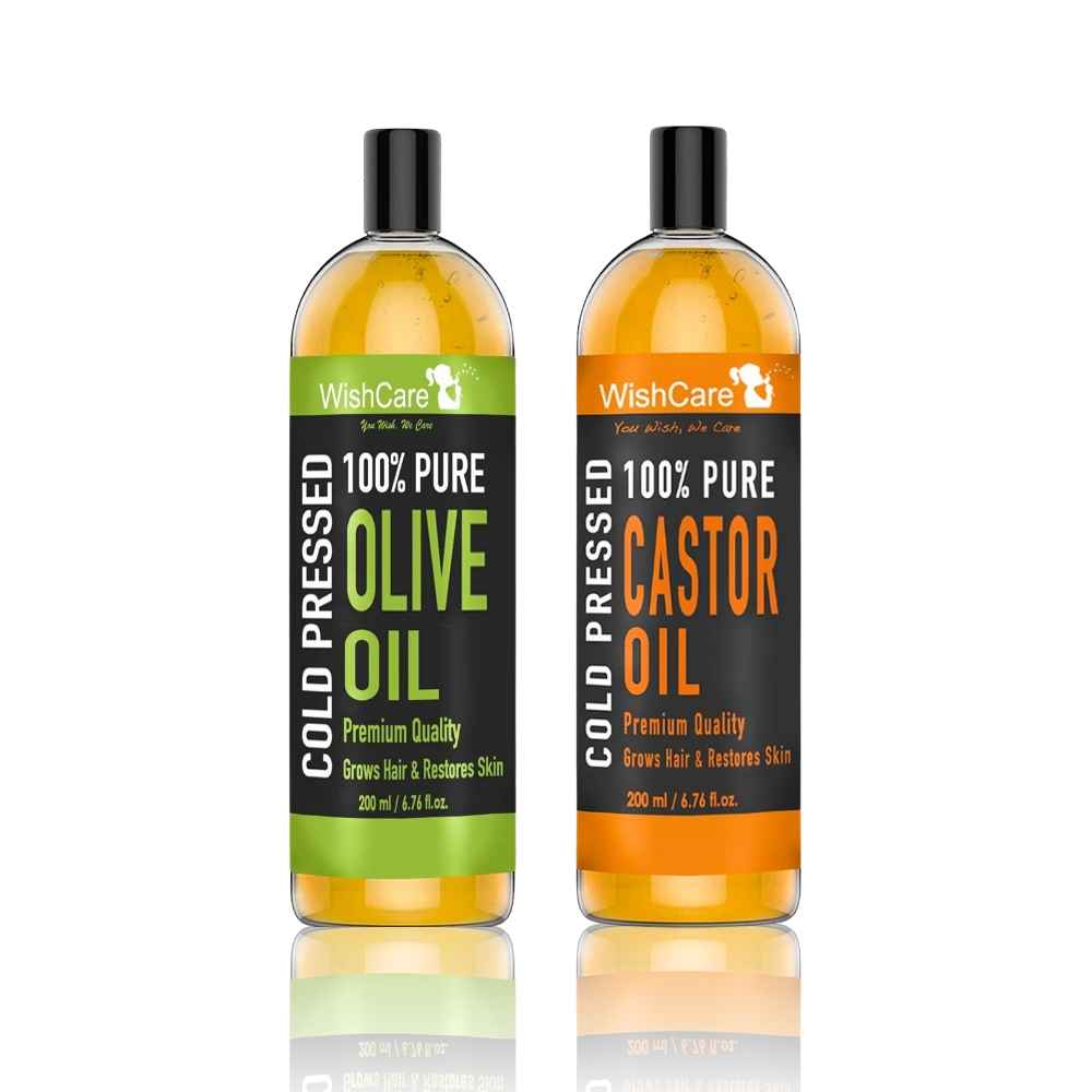 Buy WishCare 100% Pure Cold Pressed Castor Oil & Olive Oil (200ml each) - Purplle