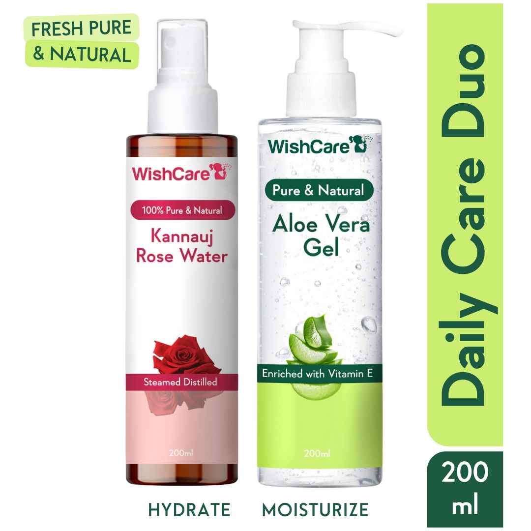 Buy WishCare Pure & Natural Aloe Vera Gel and Rose Water Combo of 2 - Purplle