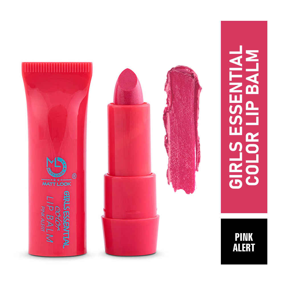 Buy Mattlook Lip Makeup Girls Essential Colour Lip Balm Moisturizing Lip, Pink Alert (3.5 gm) - Purplle