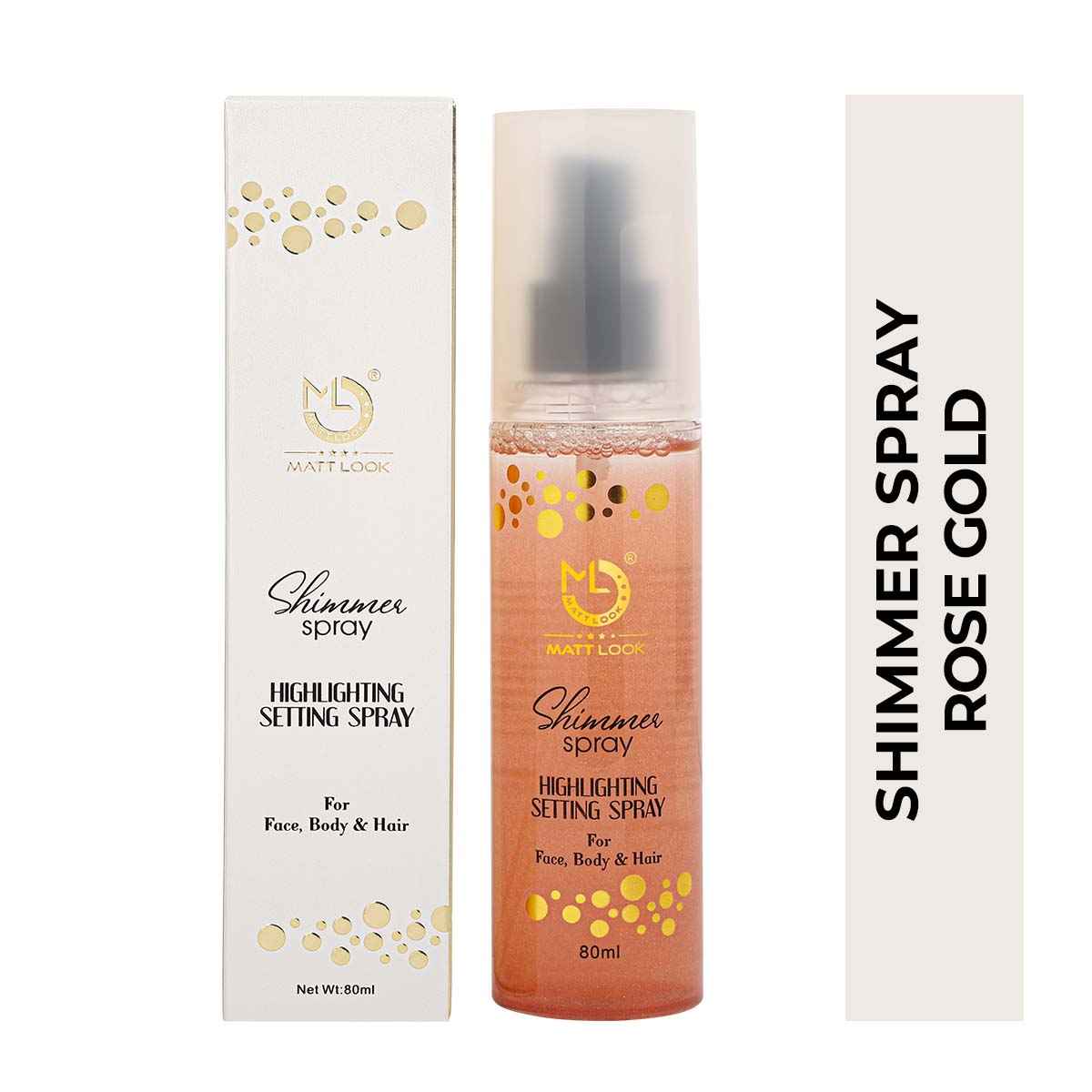 Buy Mattlook Shimmer Highlighting Setting Spray for Face, Body & Hair, Rose Gold 003 (80 ml) - Purplle
