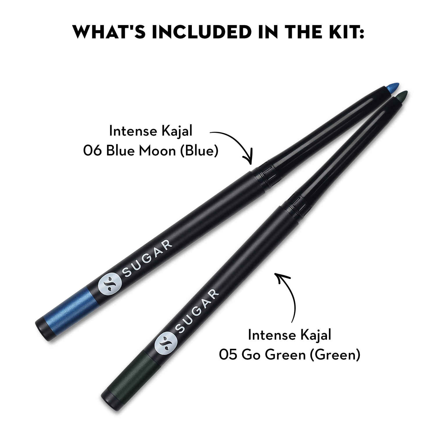 Buy SUGAR Cosmetics Kohl Of Honour - Intense Kajal - 06 Blue Moon (Blue Kajal) & 05 gmo Green (Green Kajal) - Purplle