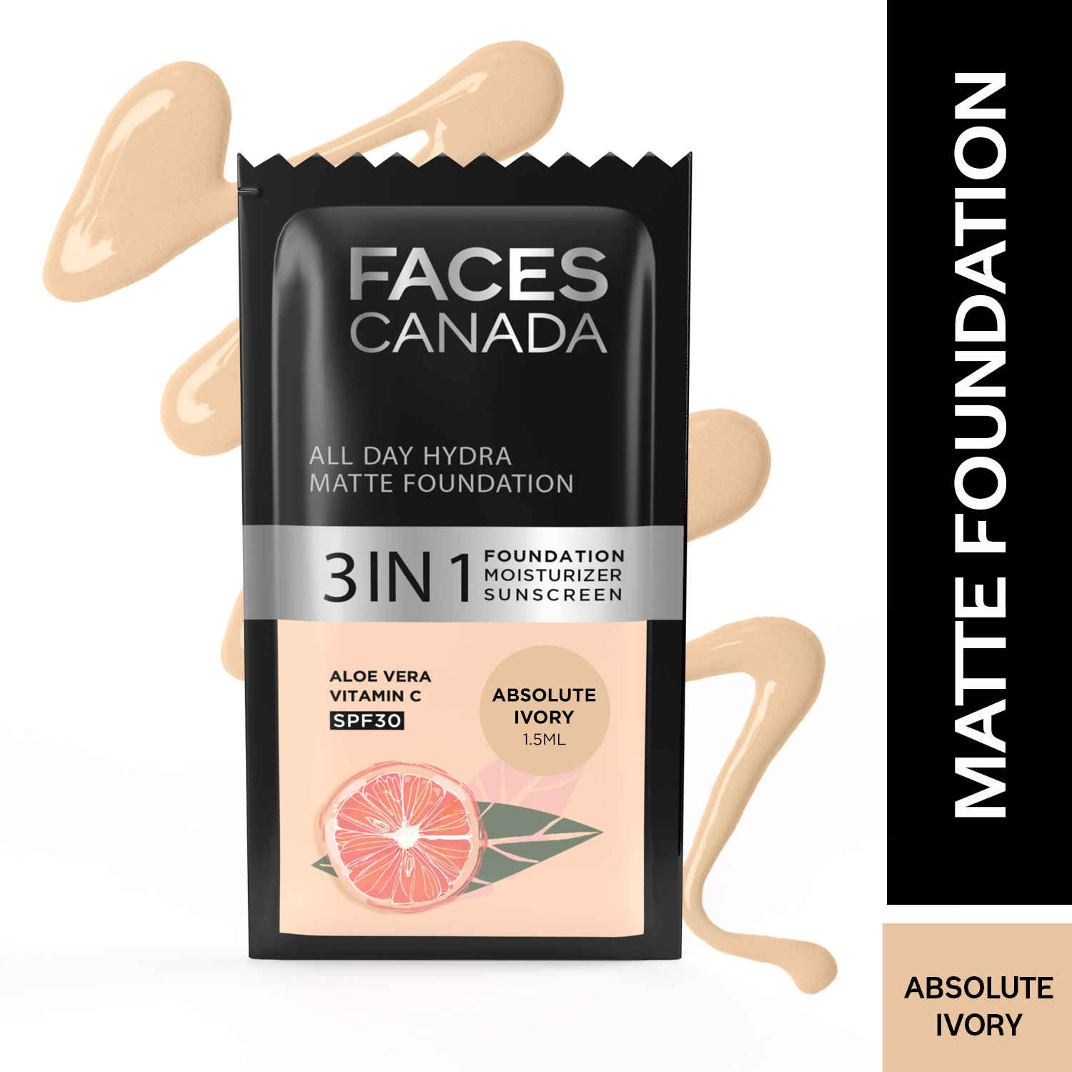 Buy FACES CANADA All Day Hydra Matte Foundation Absolute Ivory 012 1.5 ml - Purplle