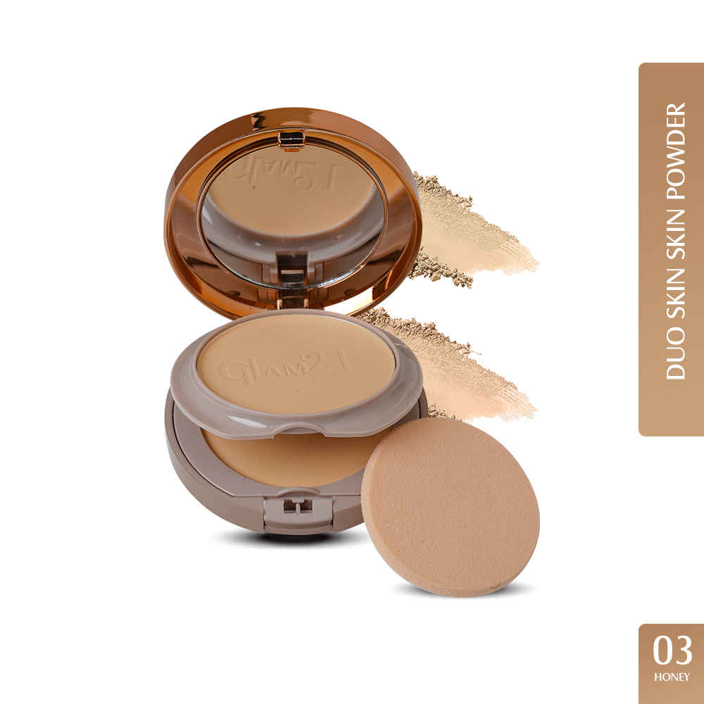 Buy Glam 21 Duo Finish, 2-in-1 Compact Powder | Smooth Satin Texture | Long-lasting Mate Finish | Honey-03 - 18 gm - Purplle