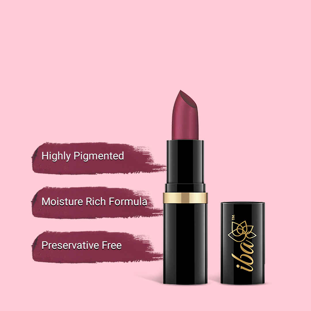 Buy Iba Pure Lips Moisturizing Lipstick Shade A10 Plum Pure, 4 gm | Intense Colour | Highly Pigmented and Creamy Long Lasting | Glossy Finish | Enriched with Vitamin E | 100% Natural, Vegan & Cruelty Free - Purplle