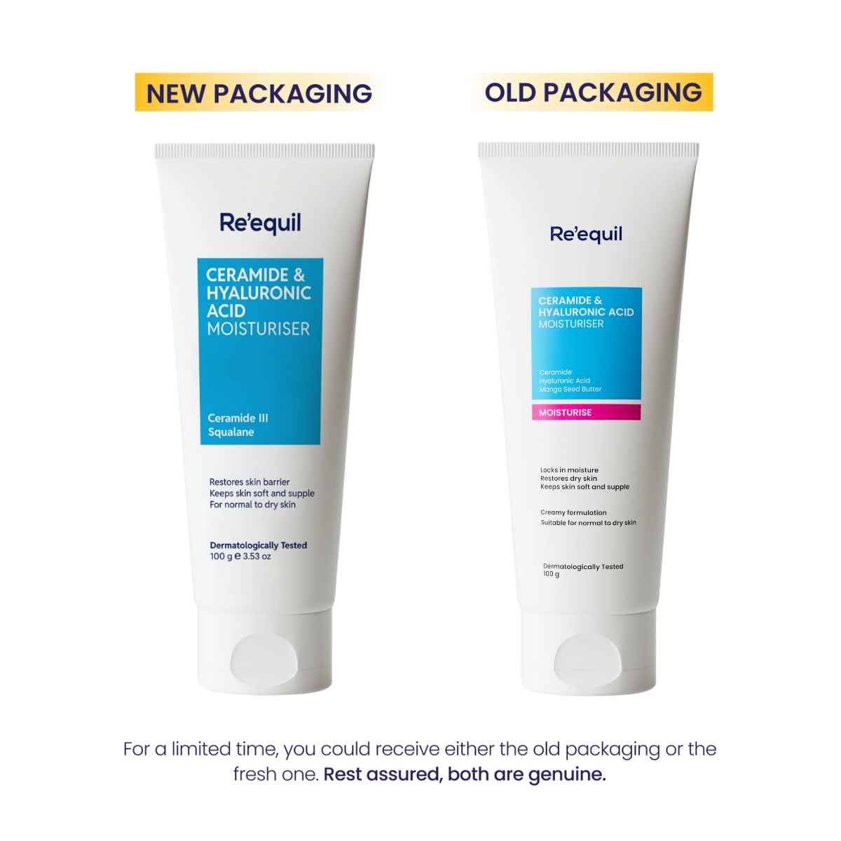 Buy Re'equil Ceramide & Hyaluronic Acid Moisturiser For Normal To Dry Skin 100 gm - Purplle