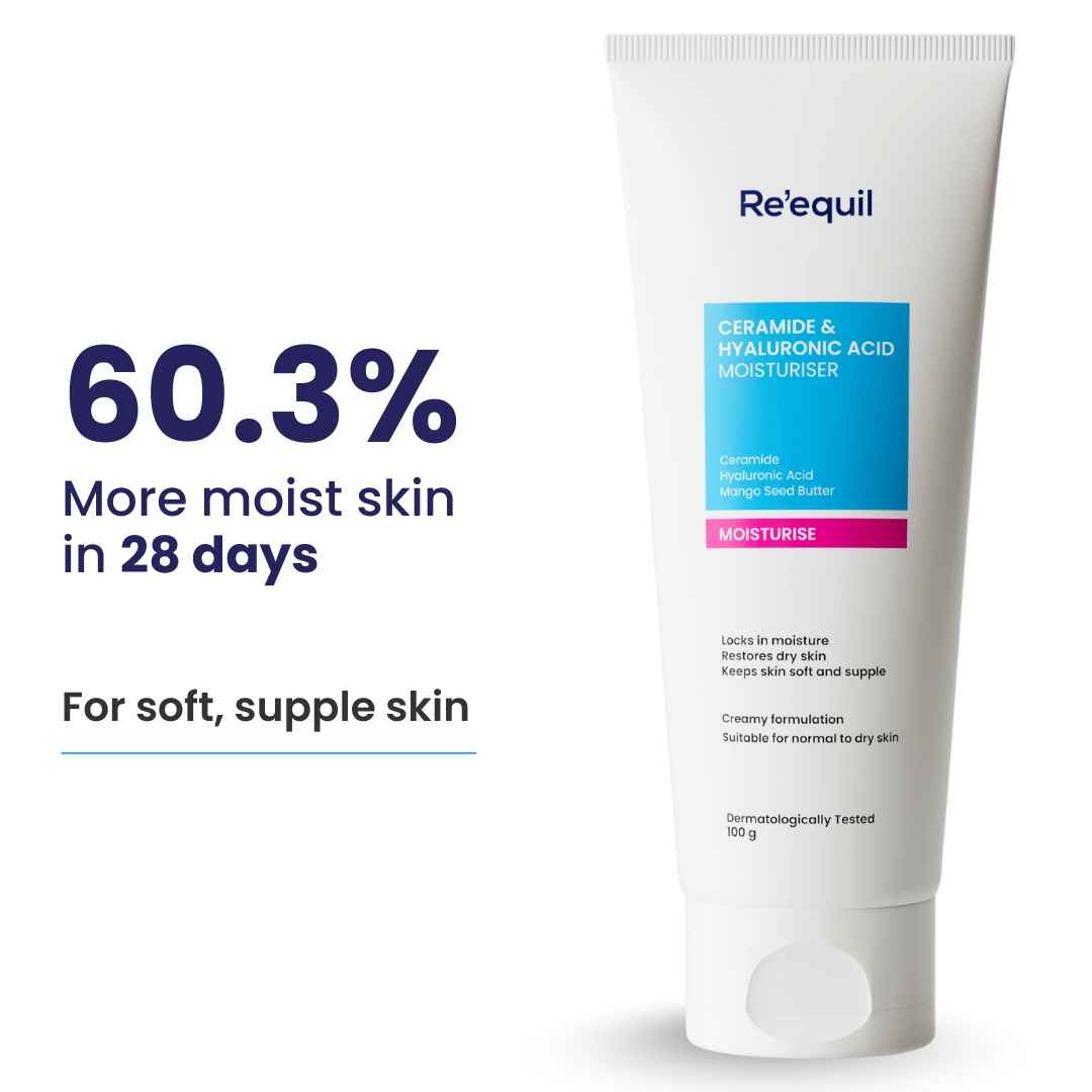 Buy Re'equil Ceramide & Hyaluronic Acid Moisturiser For Normal To Dry Skin 100 gm - Purplle