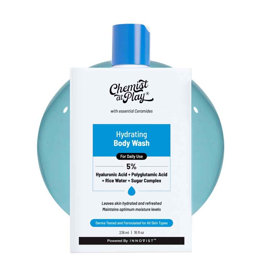 Buy Chemist At Play Hydrating Body Wash With 5% Hyaluronic Acid + Polyglutamic Acid + Rice Water + Sugar Complex For Dry Normal Skin 236 ml - Purplle