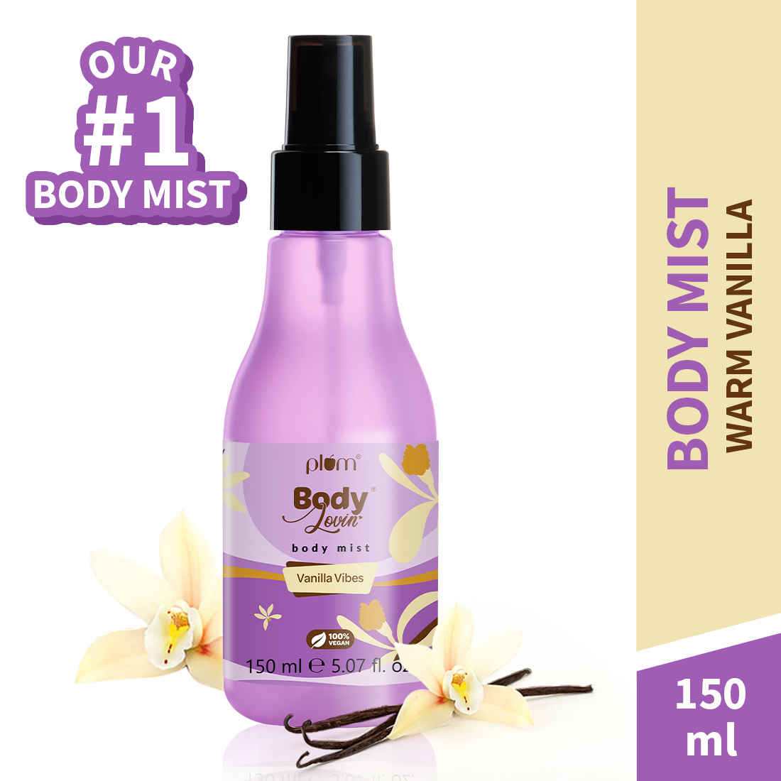 Buy Plum BodyLovin' Vanilla Vibes Body Mist | Long Lasting Vanilla Fragrance For Women With Warm & Cozy Vanila Scent | High On Fun | Travel-Friendly Perfume Body Spray 150 ml - Purplle