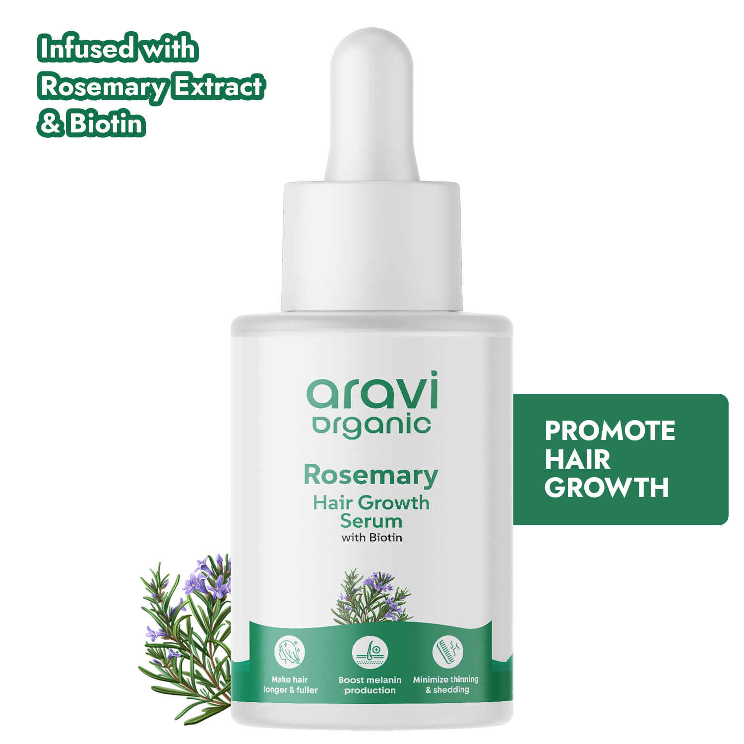 Buy Aravi Organic Rosemary & Biotin Hair Growth Serum | Strengthens Hair & Nourishes Scalp | Promotes Hair Growth & Reduces Hair Fall | Lightweight, Non-Greasy Formula | For Men & Women – 30 ml - Purplle