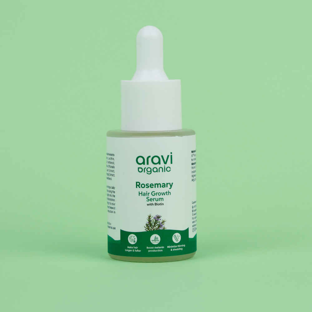 Buy Aravi Organic Rosemary & Biotin Hair Growth Serum | Strengthens Hair & Nourishes Scalp | Promotes Hair Growth & Reduces Hair Fall | Lightweight, Non-Greasy Formula | For Men & Women – 30 ml - Purplle