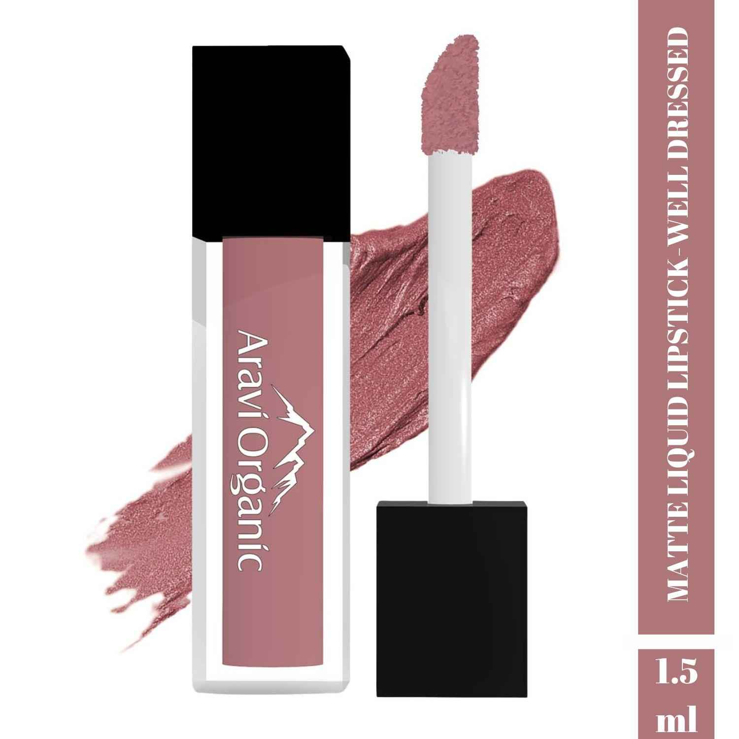 Buy Aravi Organic Soft Nude Matte Long Stay Lipstick - Matte Liquid Lipstick With Almond Oil & Vitamin E - Waterproof & Ultra Smooth - 1.5 ml (Well Dressed) - Purplle