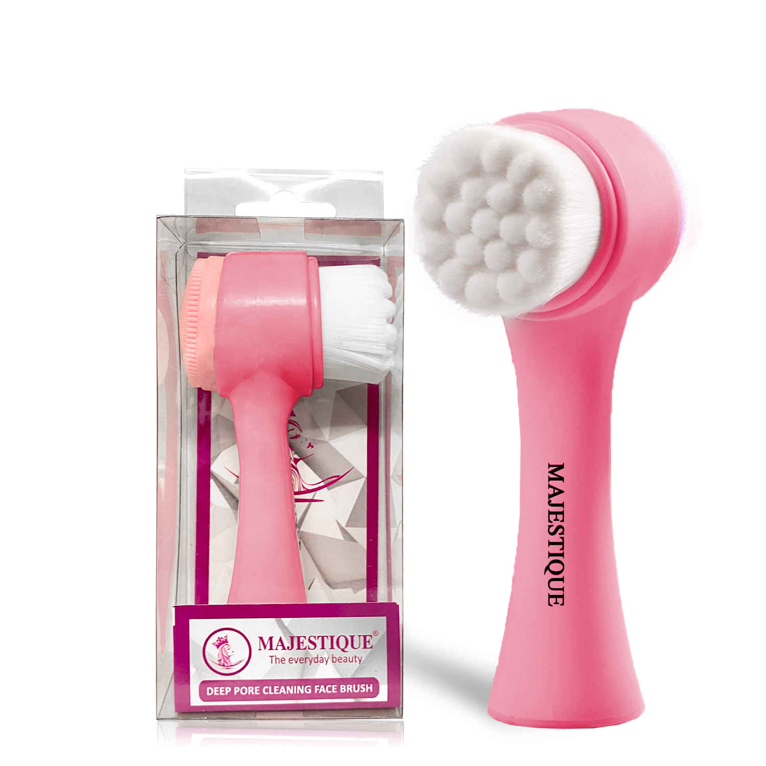 Buy Majestique Deep Pore Cleaning Facial Brush, Soft Double Sided Silicon Face Brush for Multifunctional Use - Multicolor 1 Pc - Purplle