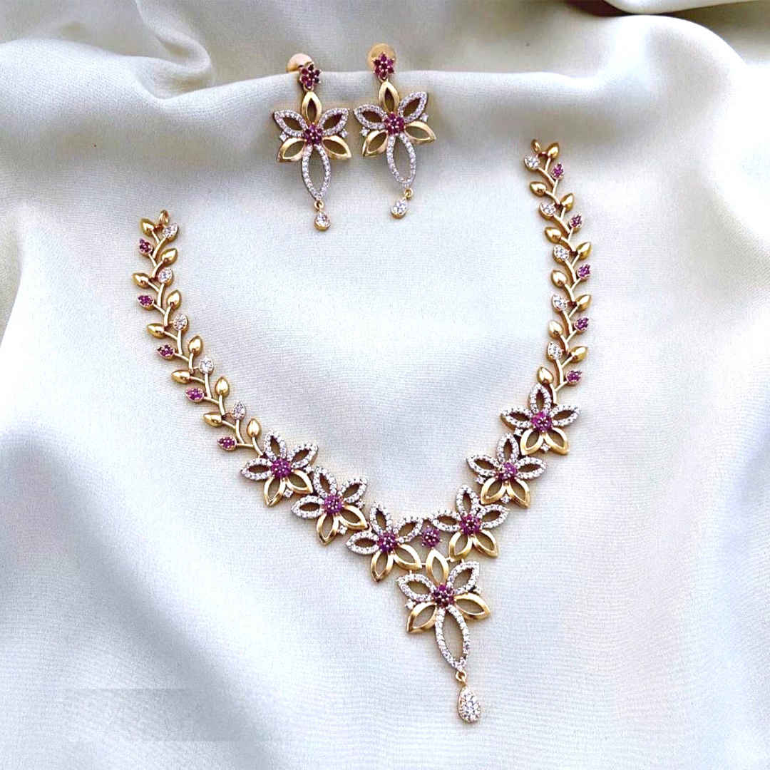 Buy GN Diamond Garden Delicate Necklace Set - Purplle