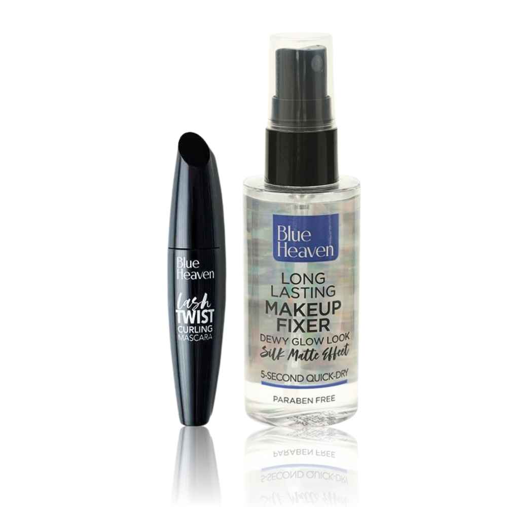 Buy Blue Heaven Bestseller Duo (Lash Twist Mascara - Black (12 ml) + Long lasting makeup fixer (60 ml)) - Purplle